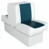 WISE SEATING 10" Base Run-a-Bout Lounge Seat, White/Navy -Boat Seating Sales Shop 17100090 LRG